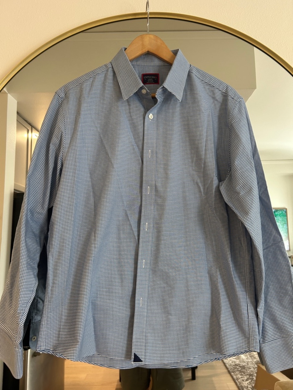 UNTUCKit Men’s Blue Gingham Button-Down Shirt BRAND NEW